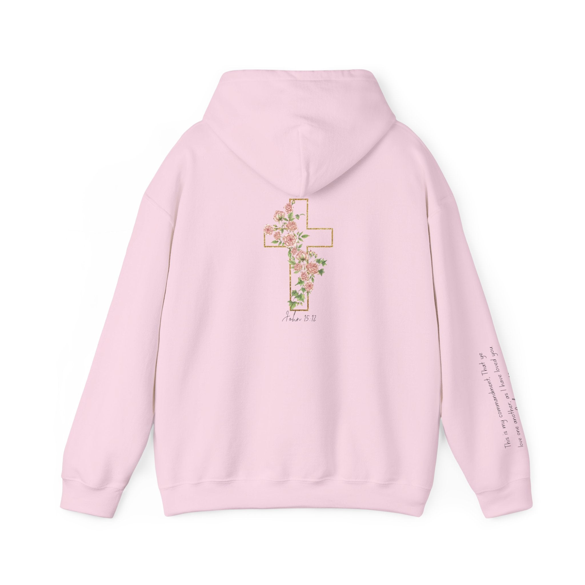 Floral Cross Hoodie — Vintage Rose Christian Faith Sweatshirt