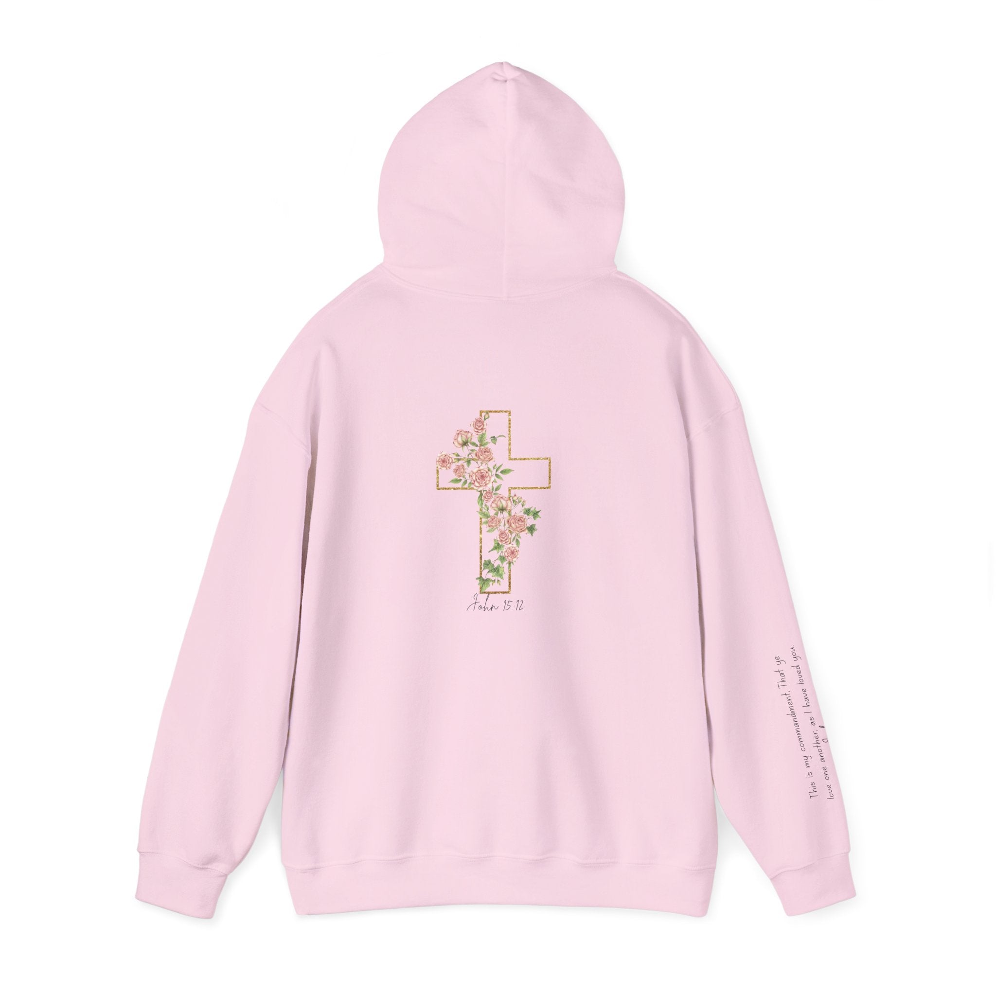 Floral Cross Hoodie — Vintage Rose Christian Faith Sweatshirt