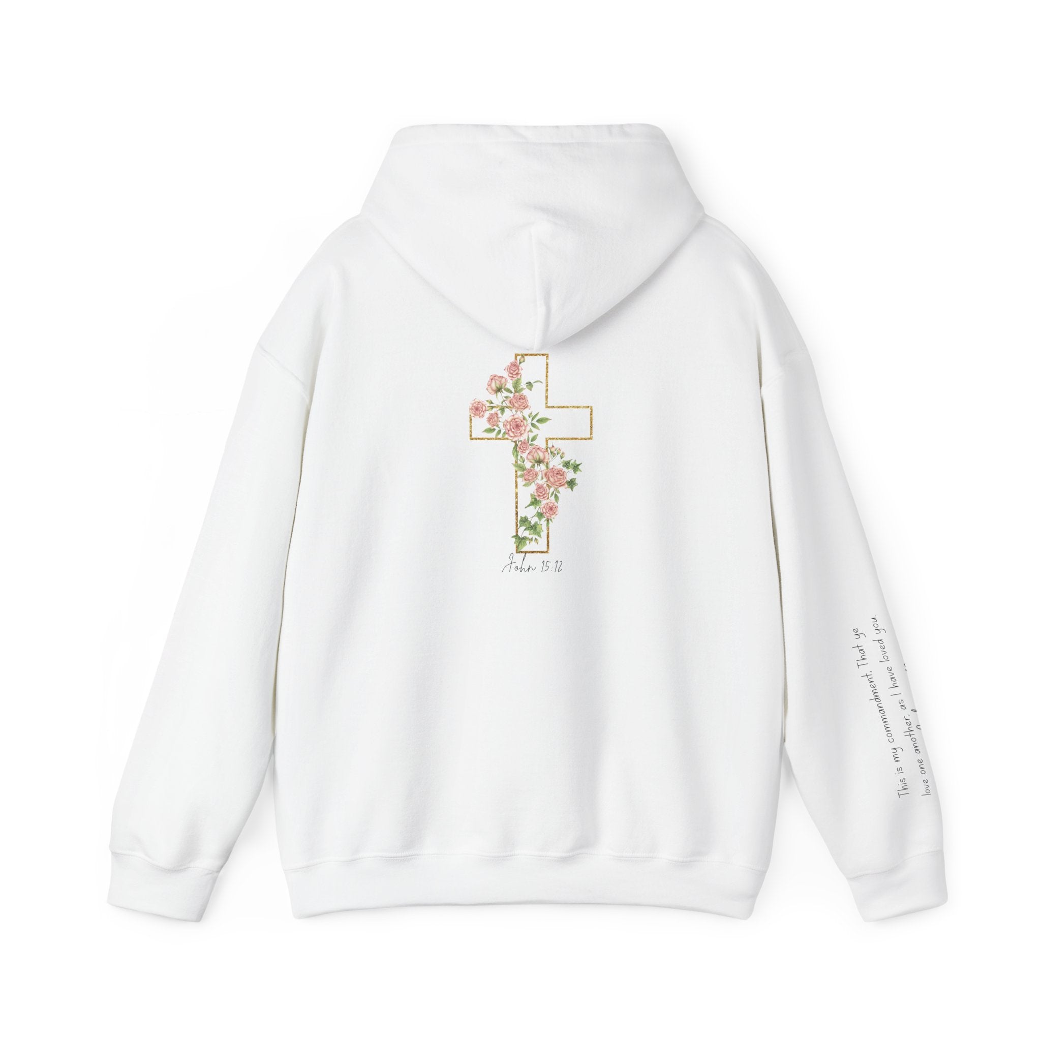 Floral Cross Hoodie — Vintage Rose Christian Faith Sweatshirt