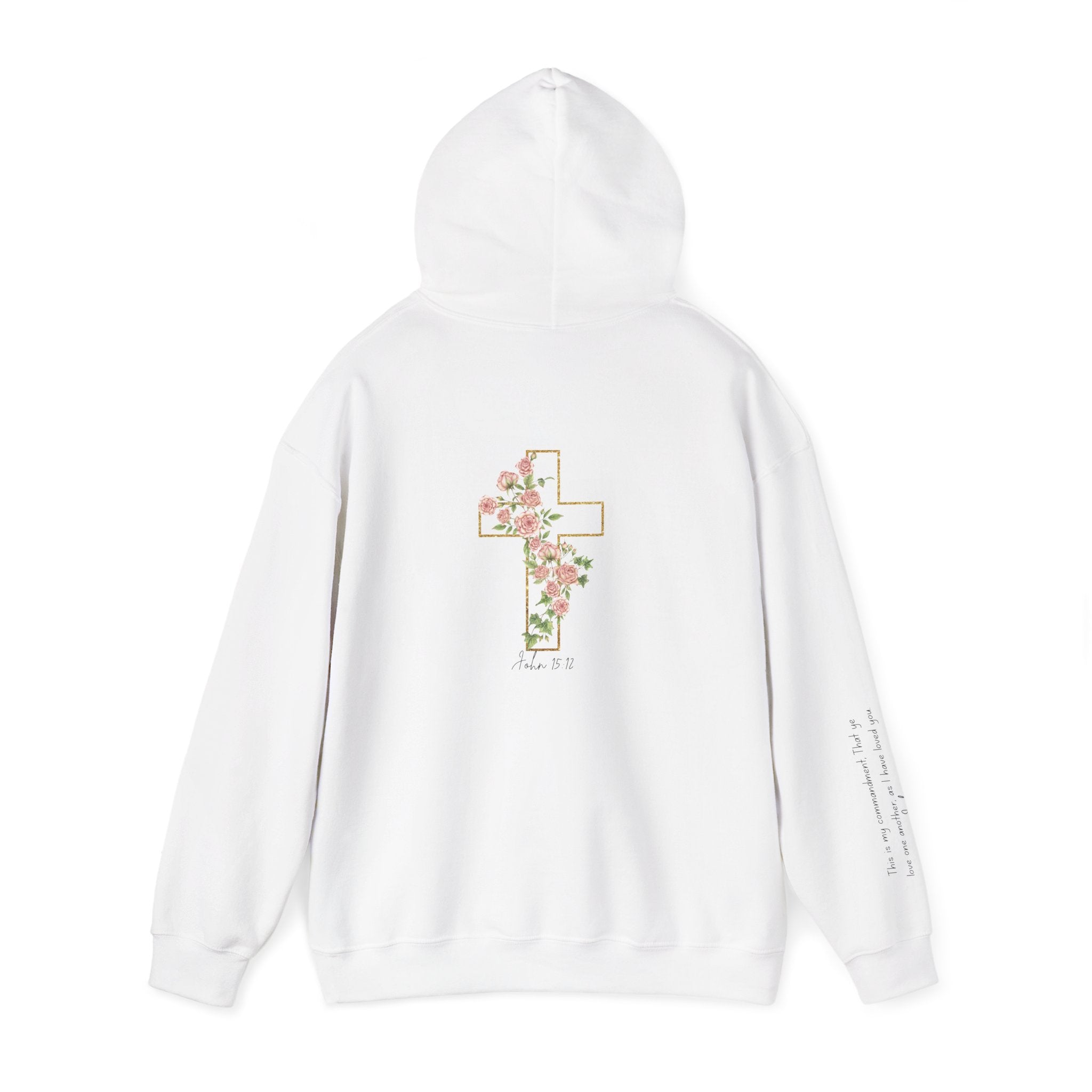 Floral Cross Hoodie — Vintage Rose Christian Faith Sweatshirt